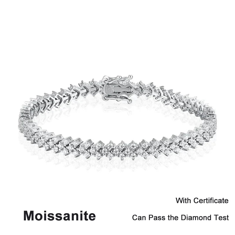 NeeTim Moissanite Tennis Bracelet 925 Sterling Silver Lab Diamond Bracelets with White Gold Plated  Fine Jewelry For Women