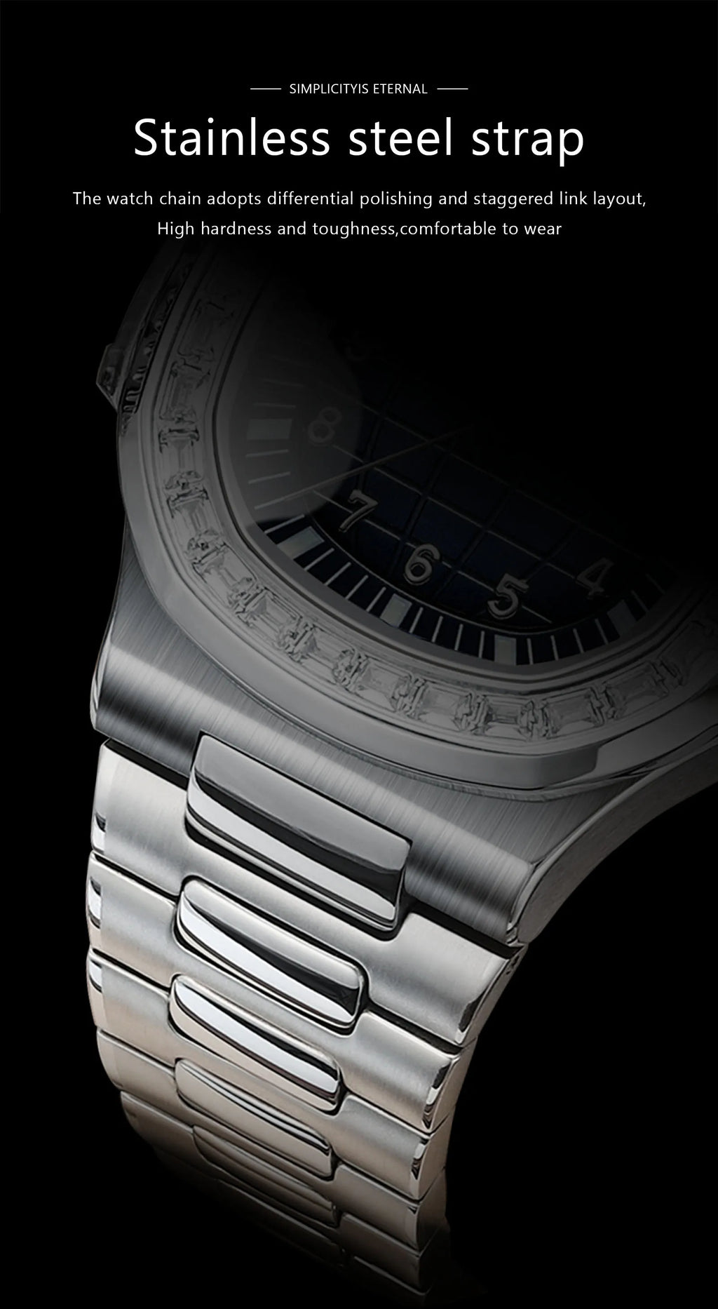 POEDAGAR Luxury Square Watches for Men Waterproof Luminous Date Man Wristwatch Stainless Steel Fashion Men's Quartz Watch Reloj