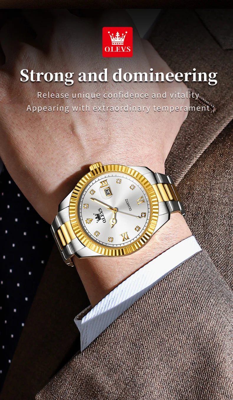 OLEVS 3623  Mens Watch Original Business Luxury Simple Brand Quartz Watch Waterproof Luminous Watch For Man Automatic Date Reloj