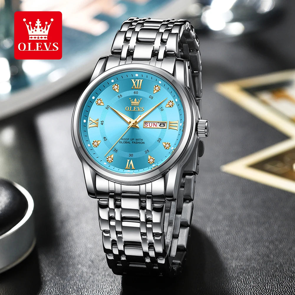 OLEVS Top Brand Quartz Watch for Men Classic Business Men's Wristwatch Dual Calendar Waterproof Men's Watches (Exclusive New)