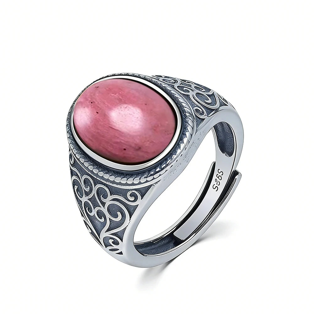 925 Sterling Silver Vintage Natural Tiger's Eye Stone 10*14MM Retro Style Large Stone Finger Rings Fine Jewelry For Men