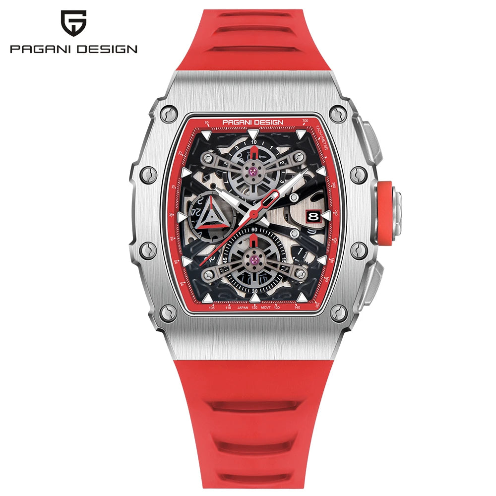 PAGANI DESIGN New 40MM Bucket Shaped Hollow Leisure Fashion Men's Quartz Watch Sapphire Glass Quartz Watch Clock