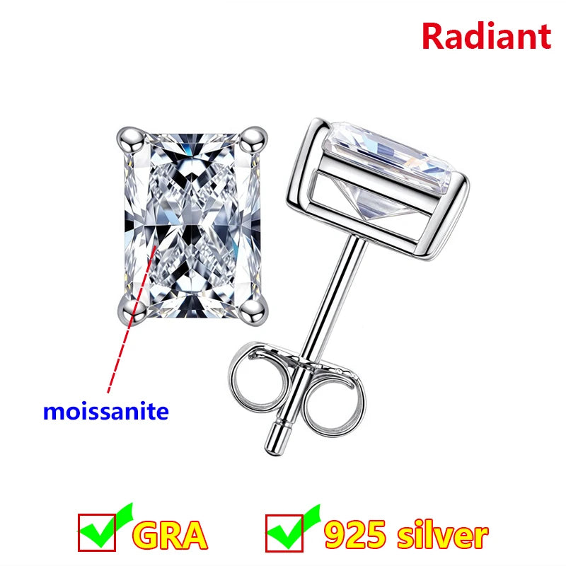Premium 0.5ct-2ct Moissanite Earring For Women Classic Original 925 Sterling Silver Jewelry Moissanite Diamond Stud Earring