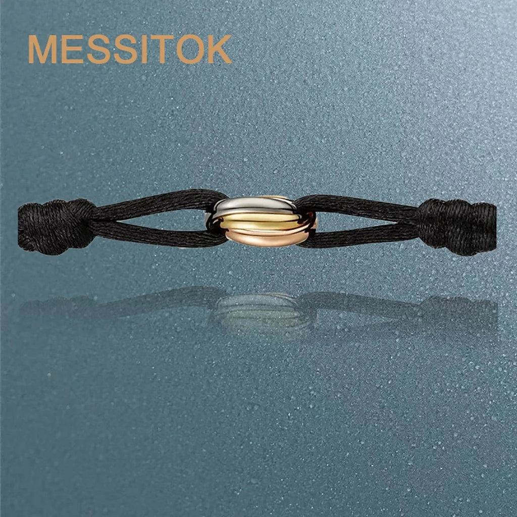MESSITOK Classic luxury jewelry S 925 silver three ring tri color cross couple bracelet. Holiday gifts. Not fading. Not allergic