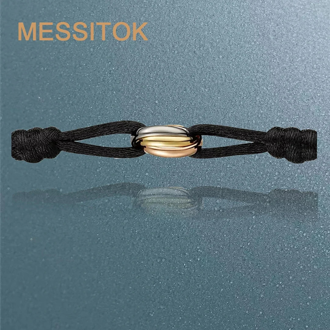 MESSITOK Classic luxury jewelry S 925 silver three ring tri color cross couple bracelet. Holiday gifts. Not fading. Not allergic