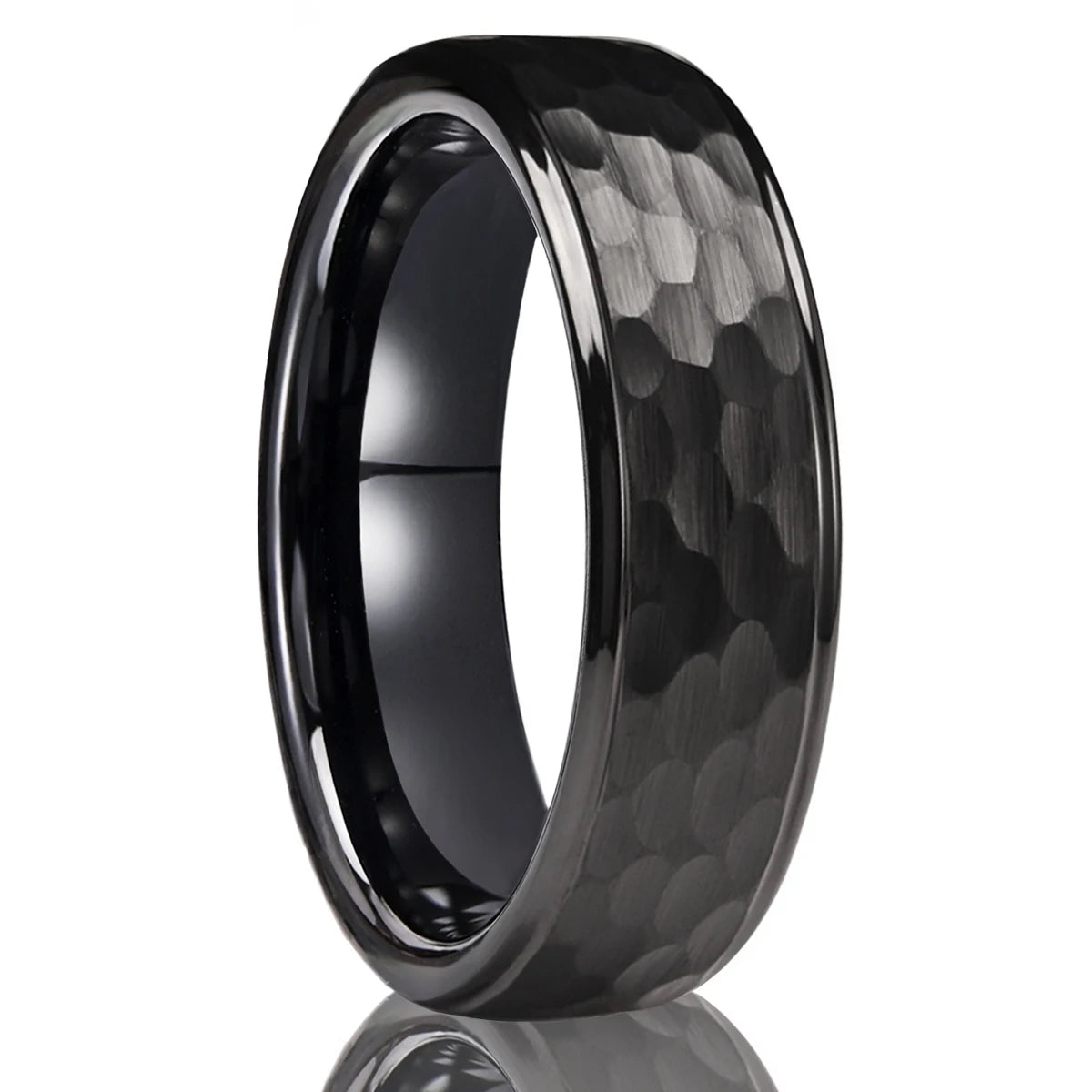 8MM/6MM Men's Golden/Black/Silver Tungsten Carbide Hammered Ring Fashion Jewelry Couple Wedding Bands US Size 6-13 Comfort Fit