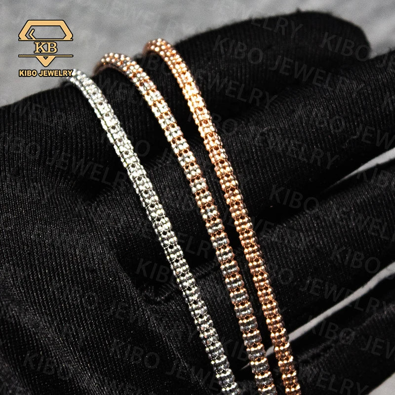 Kibo Jewelry 925 Luxury Quality Jewelry 925 Sterling Silver 3.4mm Moon Ice Chain Necklace