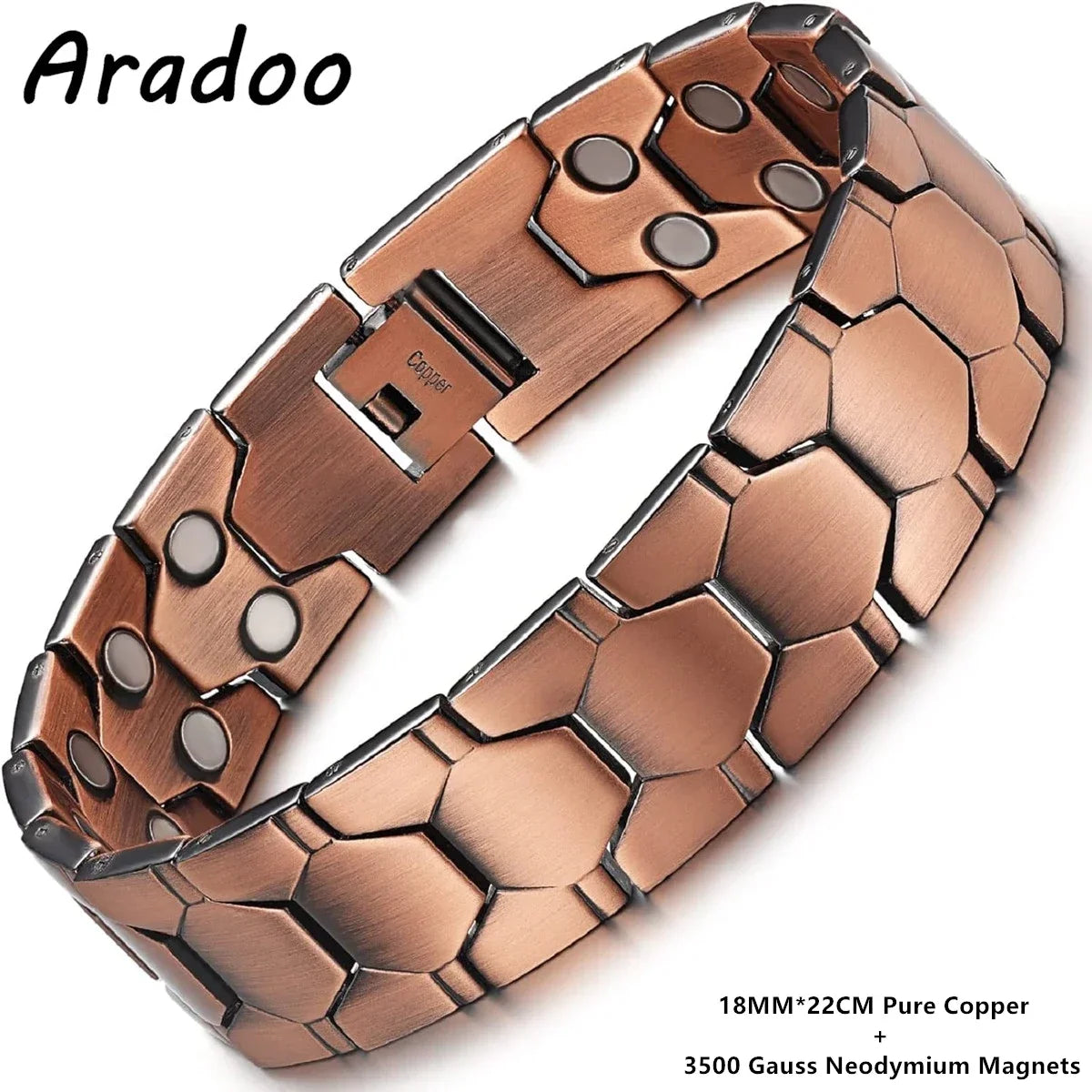 ARADOO Pure Copper Magnetic Bracelets for Men with Double-Row Strong Magnets Bracelet Jewelry Gifts