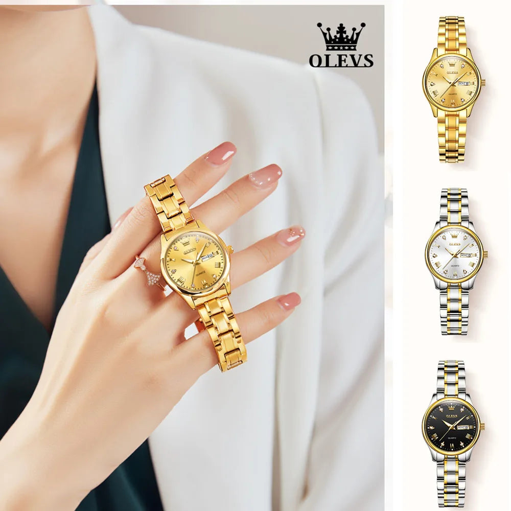 OLEVS 5563 New Fashion Women Quartz Watch Waterproof Classic Luxury Brand Lady Watch Stainless Steel Strap Watches