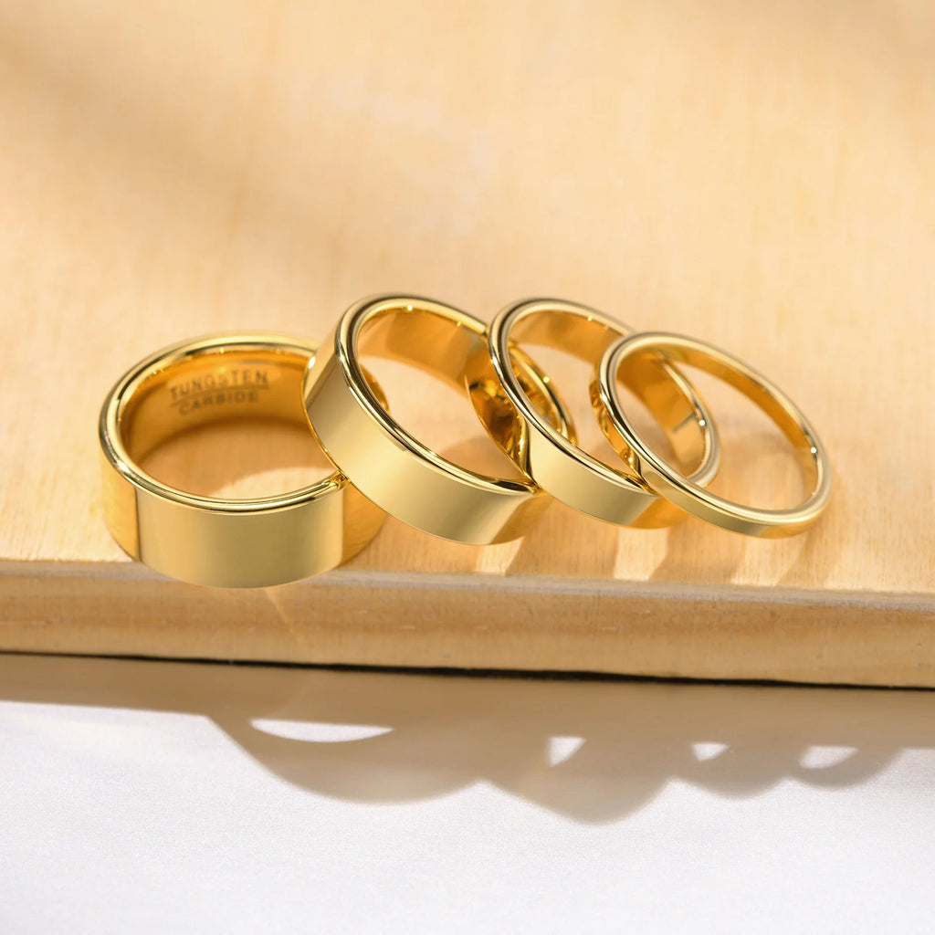 2/4/6/8mm Tungsten Carbide Ring for Men Women,Gold Plated Stacker Band, Pinky Ring Thumb Rings,Mid Finger Rings Gift