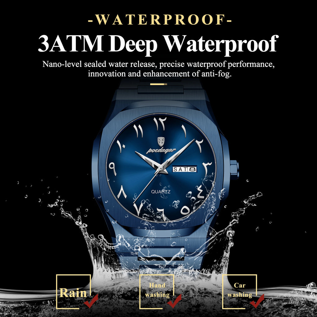 POEDAGAR Luxury Fashion Men's Clock Waterproof Week Date Male Watch Quartz Stainless Steel Business Watches For Man Reloj Hombre