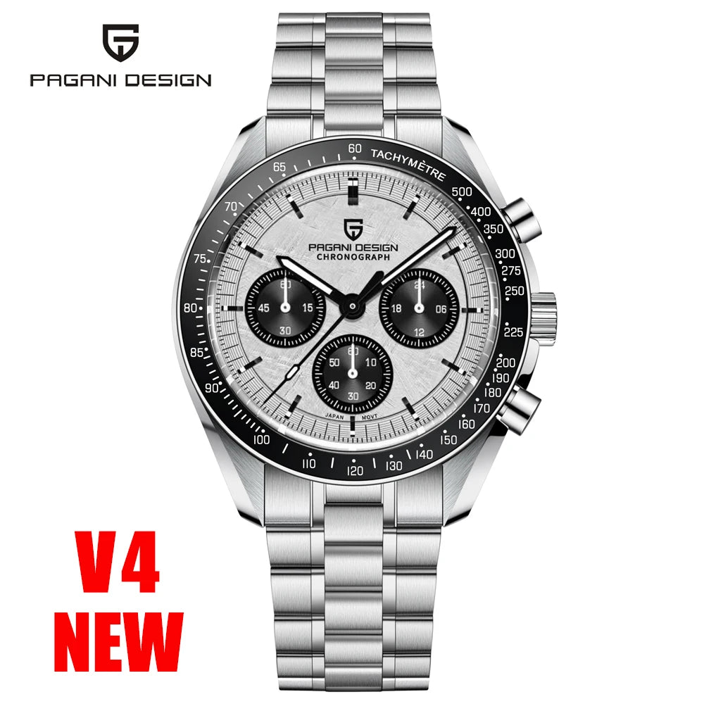 PAGANI DESIGN Silver Gold Moon Watches Luxury Quartz Watch For Men Auto Date Chronograph AR Sapphire crystal watch Men 2025 New