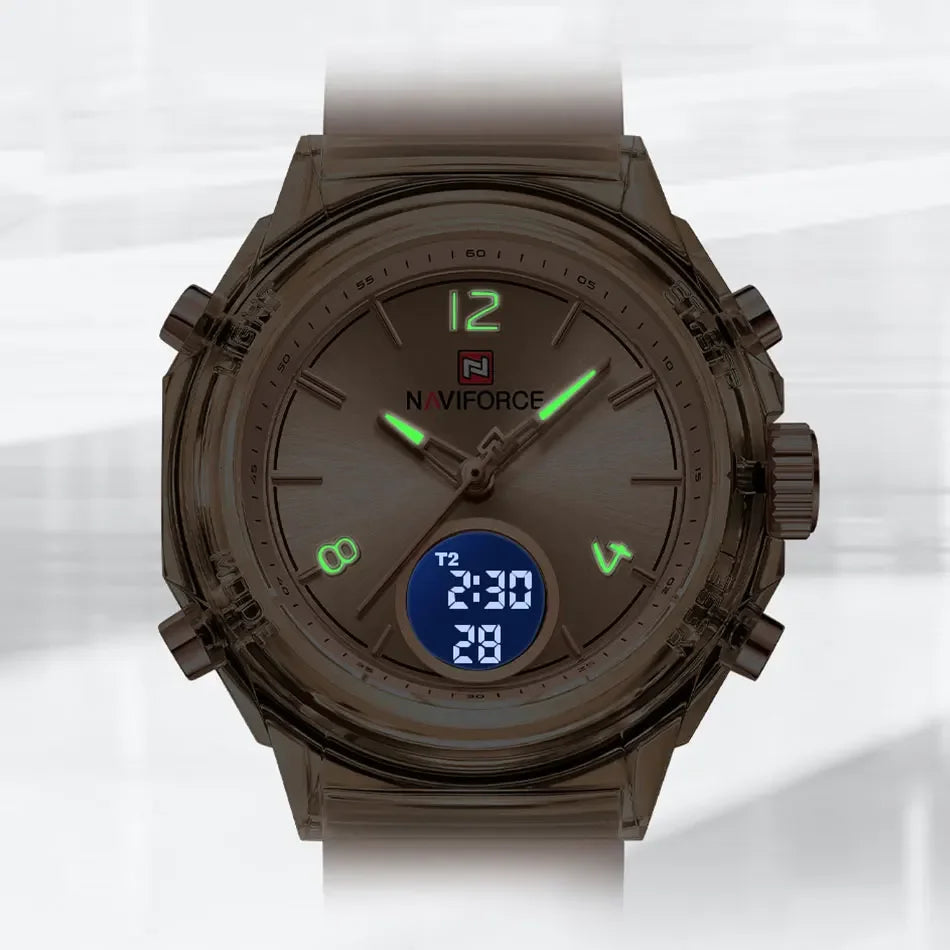 NAVIFORCE Top Brand Women's Watch Outdoor Sports Waterproof Watches Dual Time Display Quartz Wristwatches Rubber Digital Clock