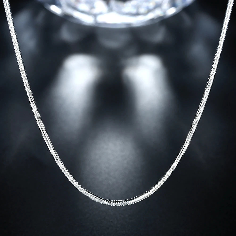 Hot 10PCS 925 Sterling Silver Classics 2MM Snake Chain Necklace For Women Man 16-30 Inches Fashion Party Wedding Jewelry Gift