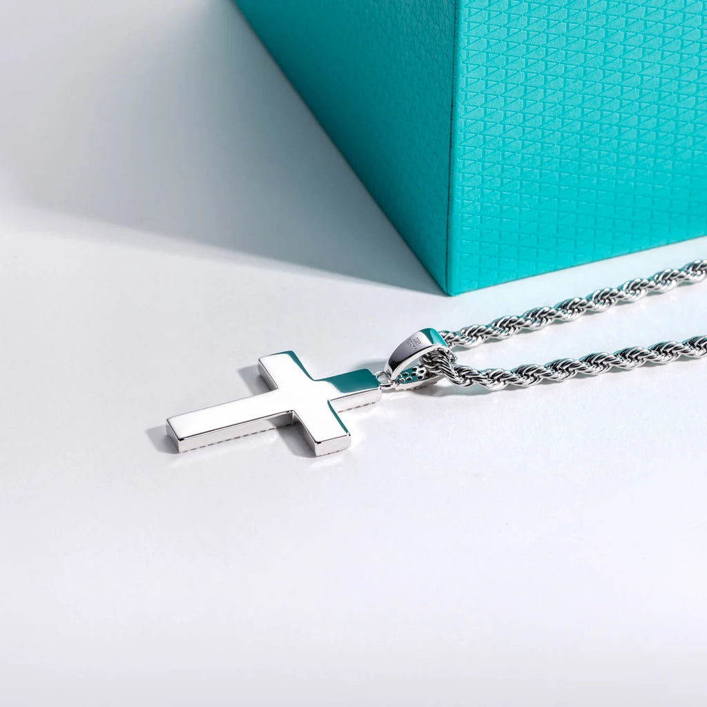 AnuJewel Dazzling 0.832cttw D Color Moissanite Cross Pendant Layered Hip Hop Necklace 925 Sterling Silver New Age Dope Jewelry