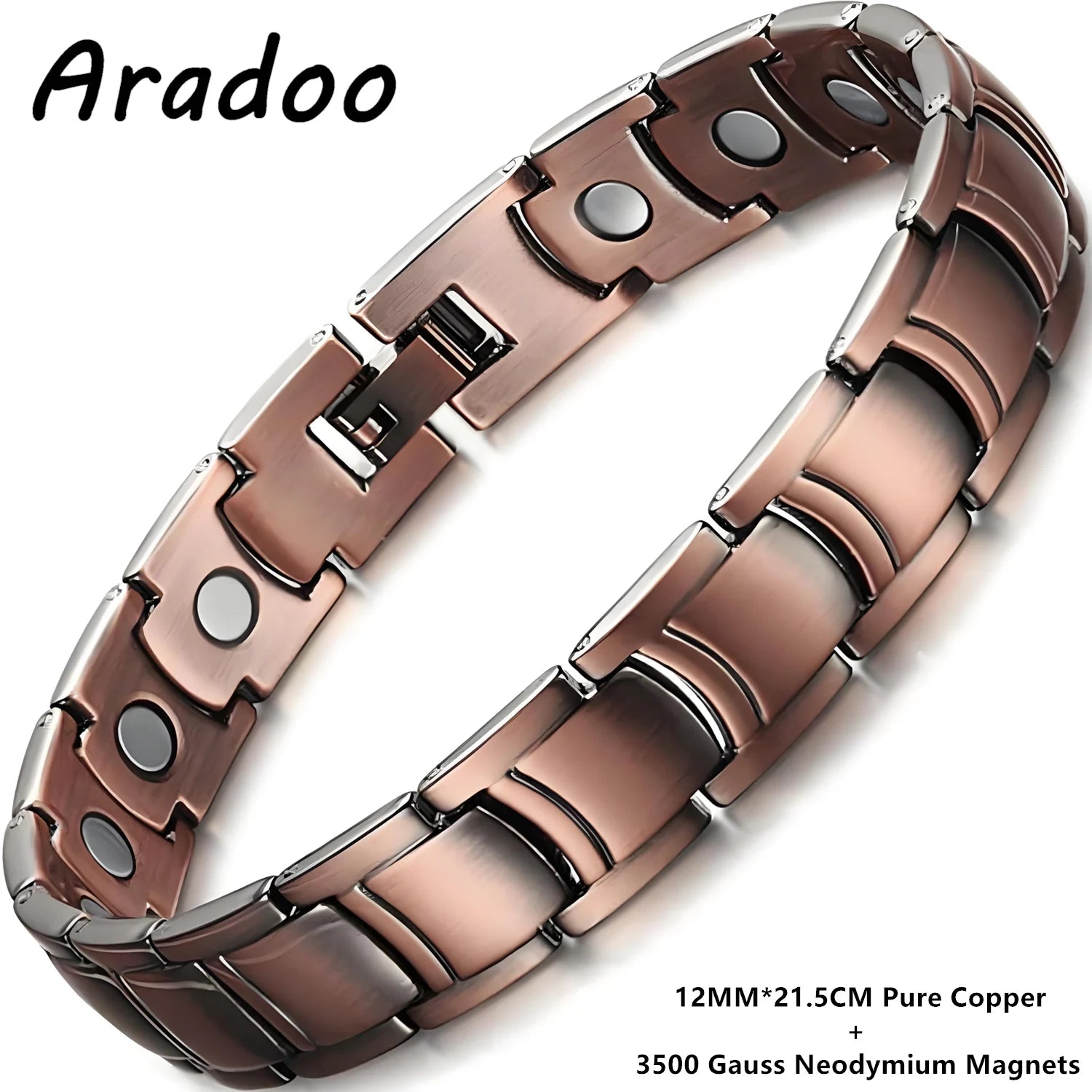 ARADOO Pure Copper Magnetic Bracelets for Men with Double-Row Strong Magnets Bracelet Jewelry Gifts