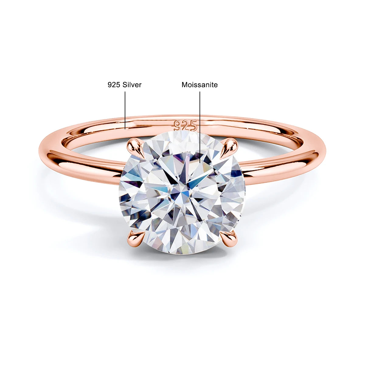 Szjinao 1ct 2ct 3ct 5ct D Color Moissanite Ring Rose Gold For Women Engagement Jewelry With GRA Certificate High Quality Gift