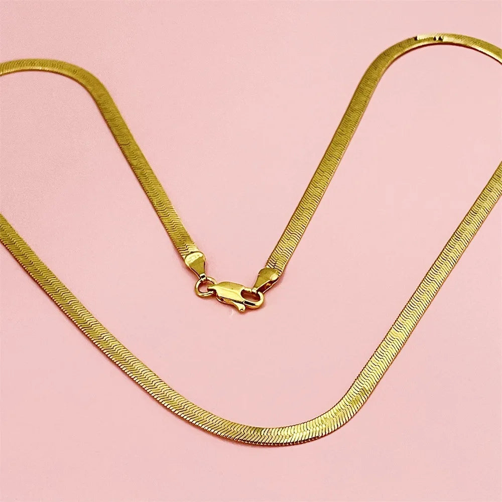Men's & Women's 24K Gold AU999 Flat Snake Necklace - Pure gold, auspicious snake, perfect couple set, thoughtful gift