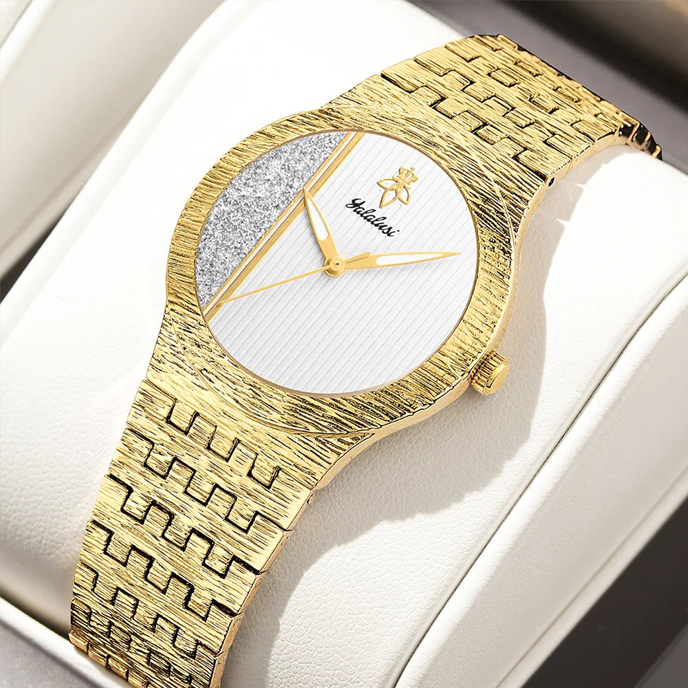 YaLaLuSi Brand Luxury Rhinestone Women's Quartz Watch Temperament Luminous Hands Unique Gold Watch Gift Box Fashionable