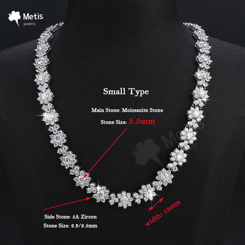 100% D Color Gradient Moissanite Necklace for Women Sunflower Luxury Sparkling Full Diamond Pendant 925 Sterling Silver