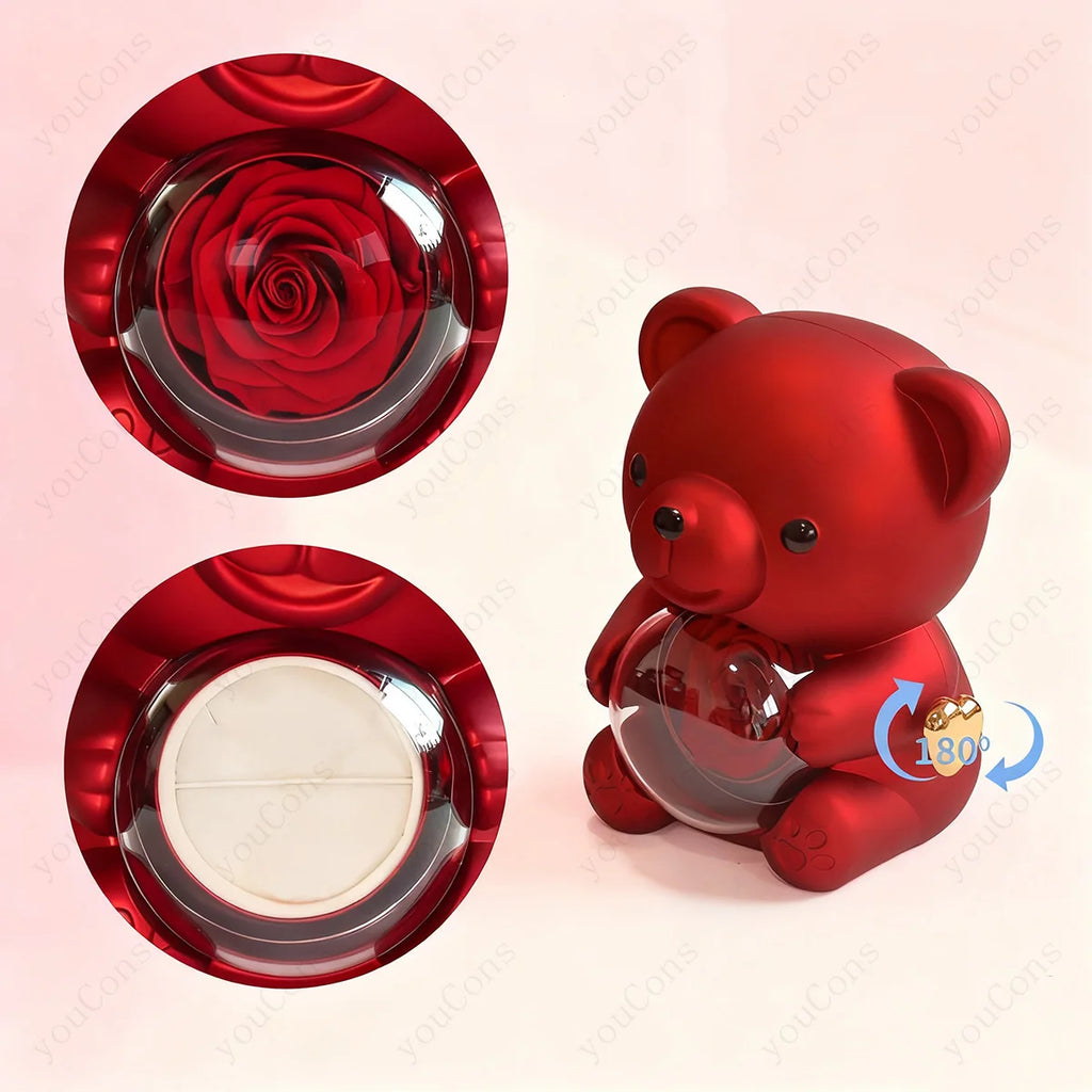 Red Heart Pendant Necklaces With Cute Bear Rose Gift Box For Women Mother Day 2026 Christmas Valentine Wedding Birthday Jewelry