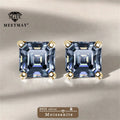 GRA Certified S925 sterling silver four-prong stud earrings Asscher Cut Moissanite earrings for women fine jewelry Free gift box