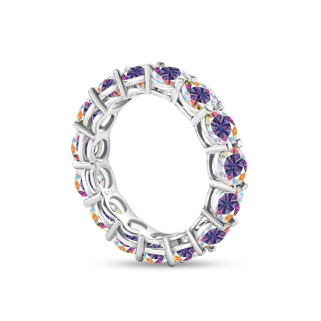 5mm 7ct Colorful Moissanite Ring 925 Sliver Plated With White Gold Wedding Band Eternity Band Engagement Rings For Women Jewelry