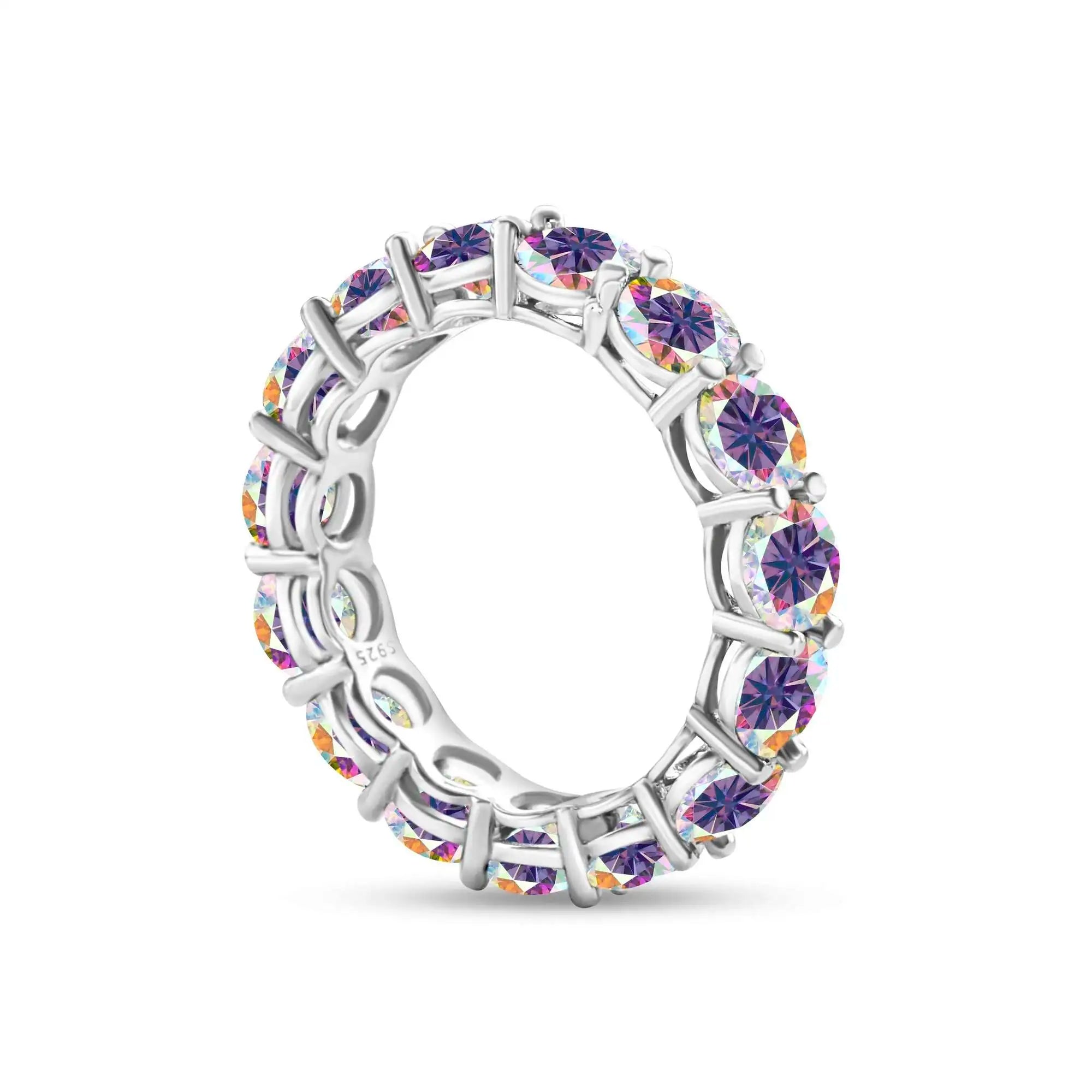 5mm 7ct Colorful Moissanite Ring 925 Sliver Plated With White Gold Wedding Band Eternity Band Engagement Rings For Women Jewelry
