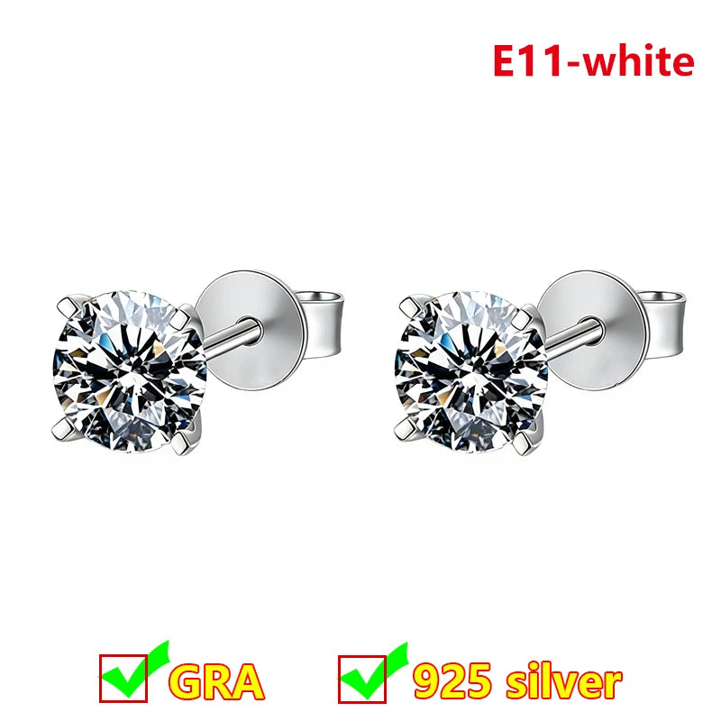 Premium 0.5ct-2ct Moissanite Earring For Women Classic Original 925 Sterling Silver Jewelry Moissanite Diamond Stud Earring