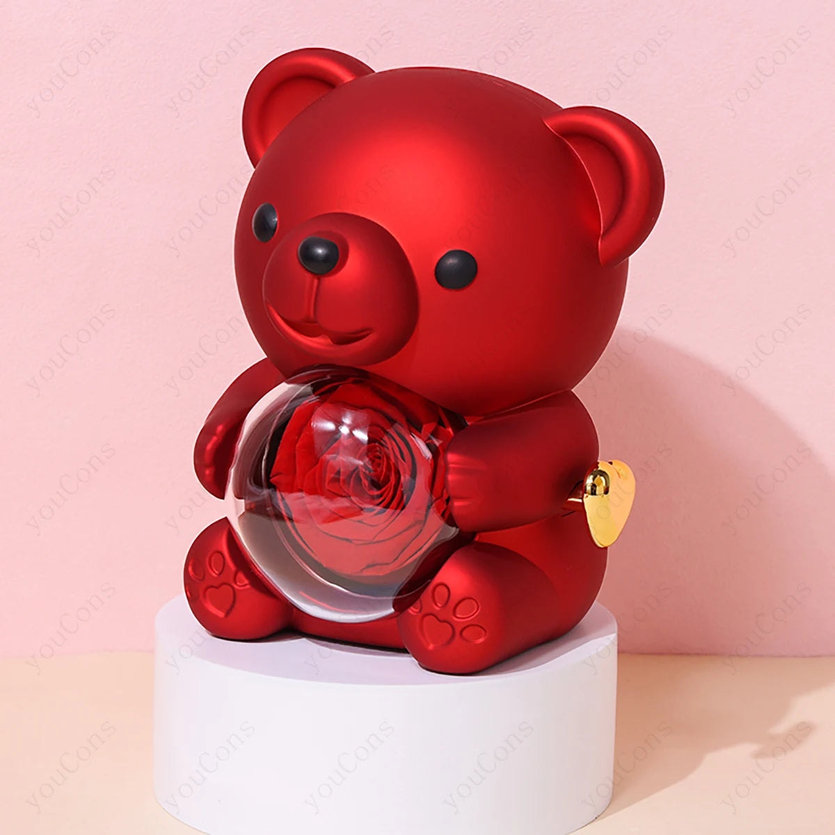 Red Heart Pendant Necklaces With Cute Bear Rose Gift Box For Women Mother Day 2026 Christmas Valentine Wedding Birthday Jewelry