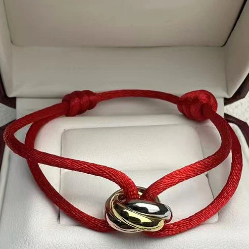 MESSITOK Classic luxury jewelry S 925 silver three ring tri color cross couple bracelet. Holiday gifts. Not fading. Not allergic