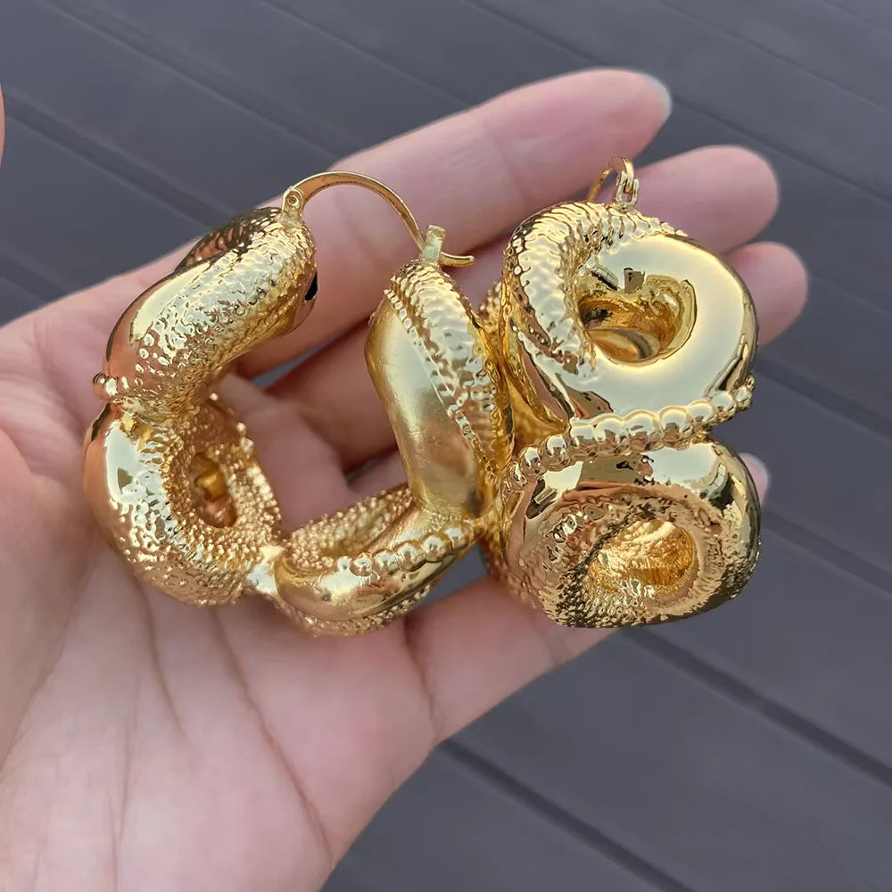 Hoop Earrings Flower Shaped Copper 18K Gold Color Copper Drop Earrings For Woman 2023 Fashion Party Girls Jewelry Set Accessory