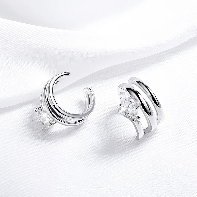 Smyoue 18K Plated Certified Full Moissanite Clip Earrings for Women Pear Cut Pure 925 Silver Lab Diamond Jewelry Wholesale