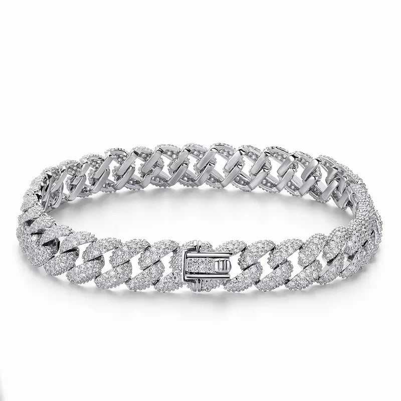 Smyoue 18k Gold Plated Cuban Bracelet for Women Men High Carbon Diamond Bracelet 925 Sterling Silver Jewelry Hip Hop Link Chain
