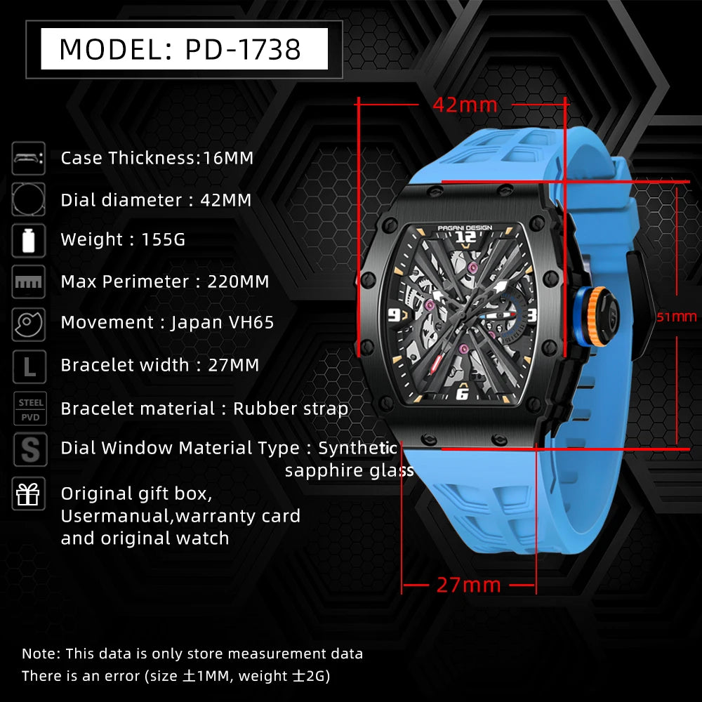 PAGANI DESIGN Quartz Watch Extraordinary Temperament Elegant Men's Choice Sapphire Mirror Waterproof Luminous Display Function