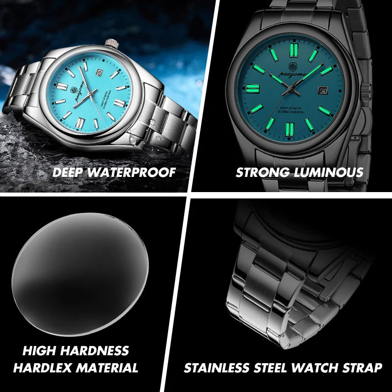 PAAZOMU Abstract Art Dial Men's Brand Authentic Trendy Fashion 2026 New High-quality Waterproof Luminous Quartz Watches Male+Box