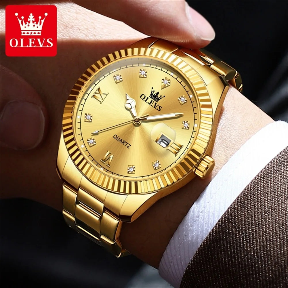 OLEVS 3623  Mens Watch Original Business Luxury Simple Brand Quartz Watch Waterproof Luminous Watch For Man Automatic Date Reloj