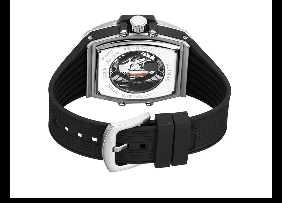 MEGIR & RUIMAS Military Sport Watch for Men Fashion Silicone Strap Analog Quartz Wristwatch with Luminous Hands Tonneau Dial 334