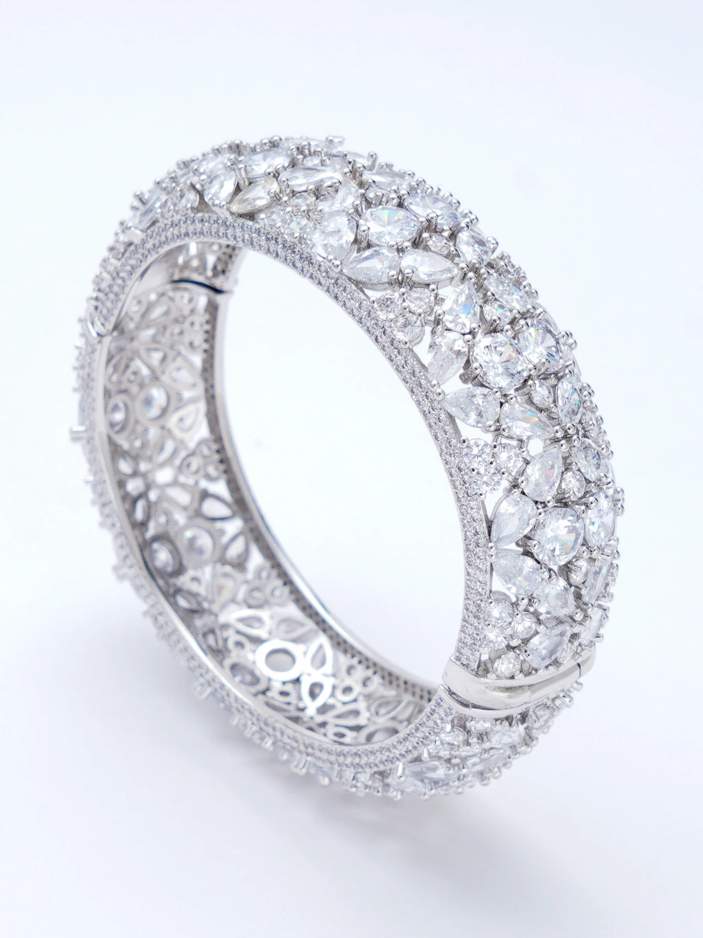 JRH African Style Bangle Bracelet with Shiny Zircon Stones Perfect Gift for Parties And Proposal Occasions Jewelry Accessory