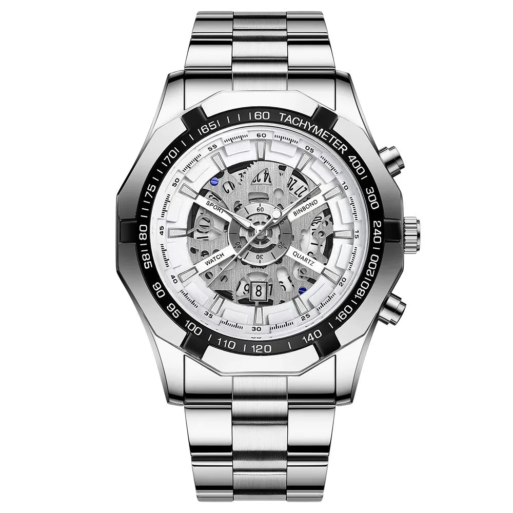 UTHAI Men Watch Light Luxury Brand Business Hollow Luminous Waterproof Stainless Steel Metal Strap Male fashion Quartz Watches