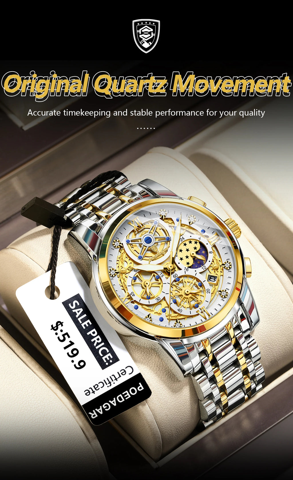 POEDAGAR Luxury Men's Quartz Watches Stainless Steel Date Chronograph Men Wristwatch Waterproof Luminous Fashion Man Watch Reloj