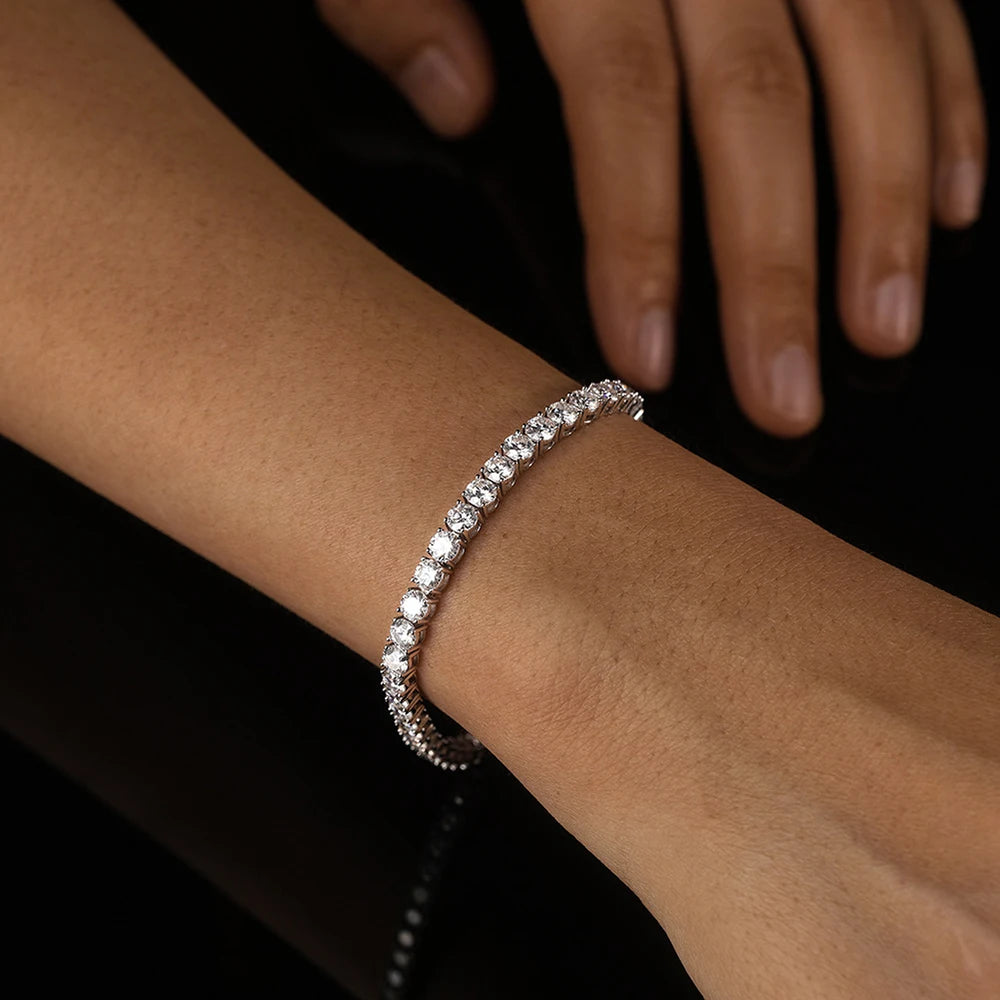 2-8mm D VVS1 Moissanite Tennis Bracelet For Women Men Sparkling Diamond GRA 925 Sterling Silver Plated 18k White Gold Bracelets