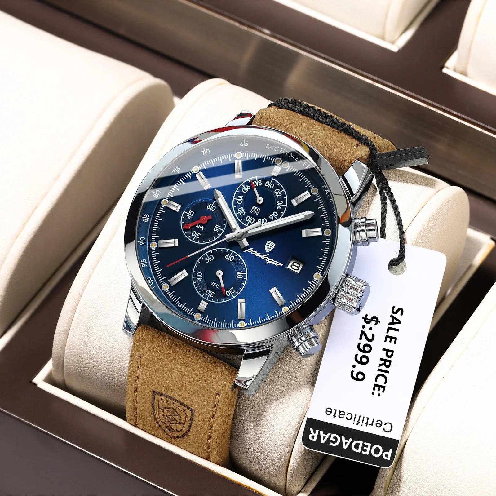 POEDAGAR Luxury Trendy Man Watch Date Waterproof Luminous Chronograph Men Watch Sports Male Stylish Leather Men's Quartz Watches