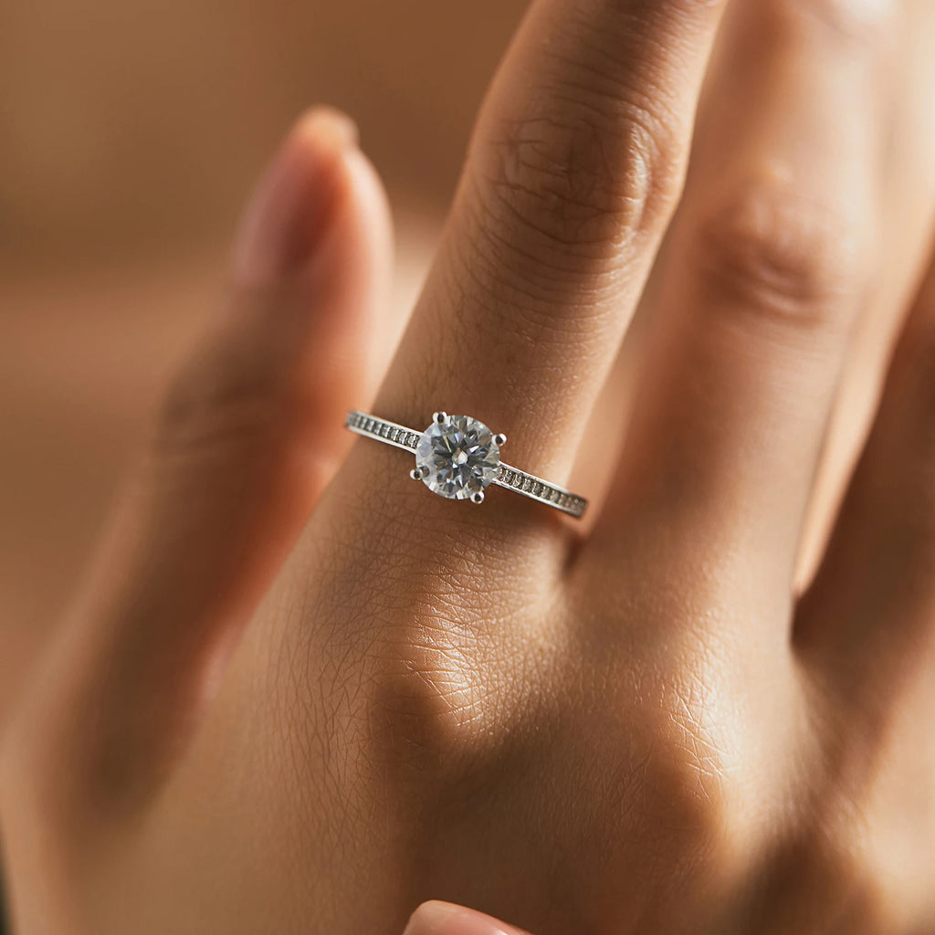 MODIAN D Color Lab Diamond 1CT Moissanite Ring For Women 925 Sterling Silver Classic Wedding Engagement Band Jewelry Gifts