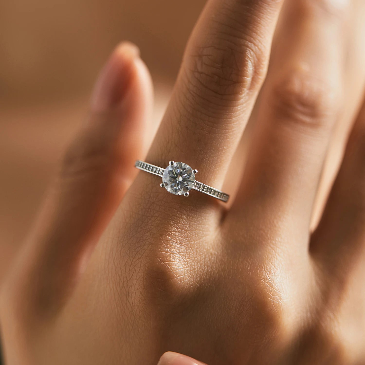 MODIAN D Color Lab Diamond 1CT Moissanite Ring For Women 925 Sterling Silver Classic Wedding Engagement Band Jewelry Gifts