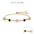 ATTAGEMS Flowers Design Moissanite Charm Bracelet For Women 925 Sterling Silver 18KGold Plated Tennis Luxury Chain Party Jewelry