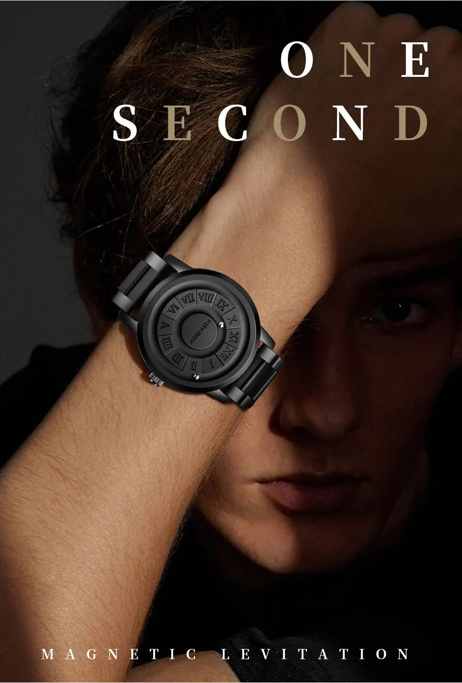 FOXOBOX New Original Luxury Skull Scrolling Pointer Magnetic Force Watch Men Military Sport Waterproof Quartz Wristwatch Clock