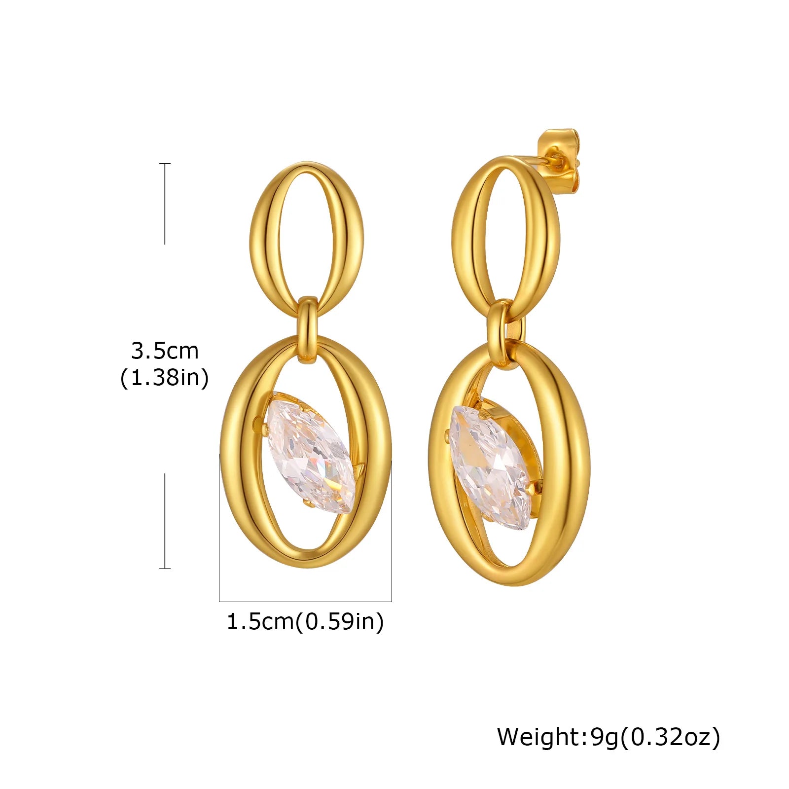 Stainless Steel Brushed Geometric Drop Earrings, 18K Gold Plated Irregular Dangle Earring Women, Minimalist Statement Jewelry