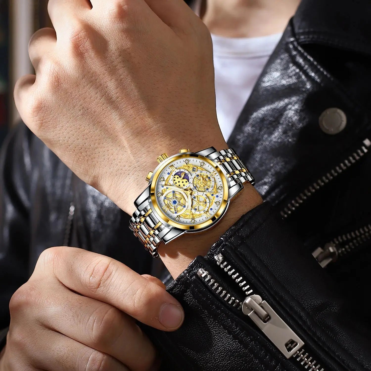 POEDAGAR Luxury Men's Quartz Watches Stainless Steel Date Chronograph Men Wristwatch Waterproof Luminous Fashion Man Watch Reloj