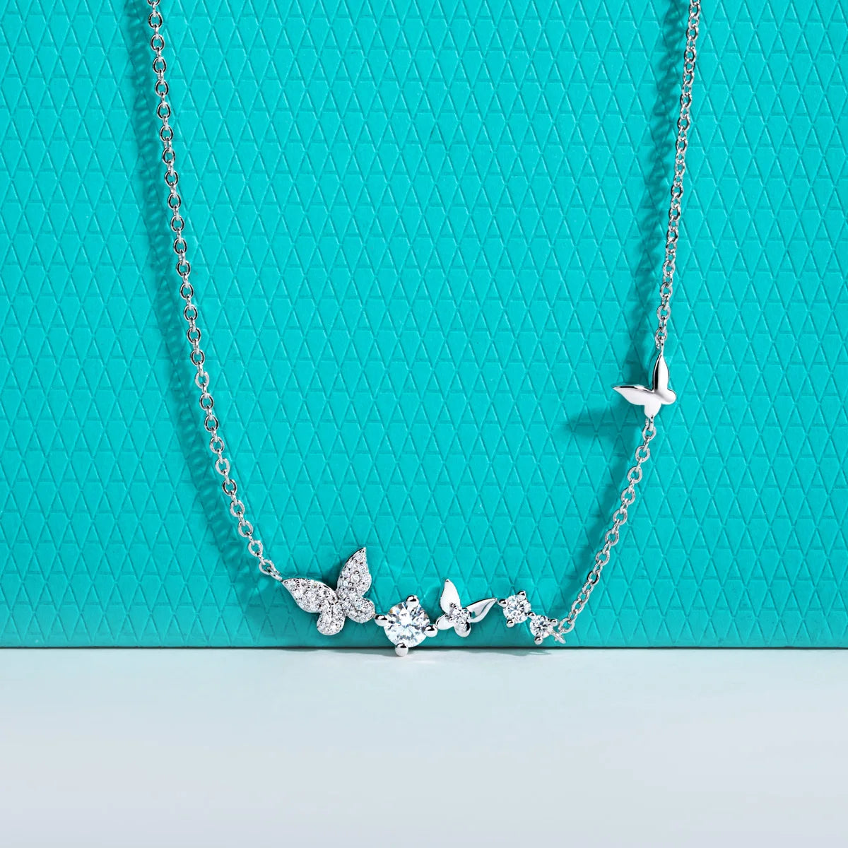AnuJewel 0.5cttw D Color Moissanite Butterfly Pendant 40+5cm Necklace 925 Sterling Silver Clavicle Chain Gifts for Women Jewelry